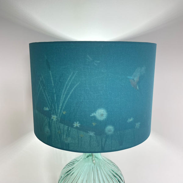 Kingfishers 30cm drum lampshade with landscape inner