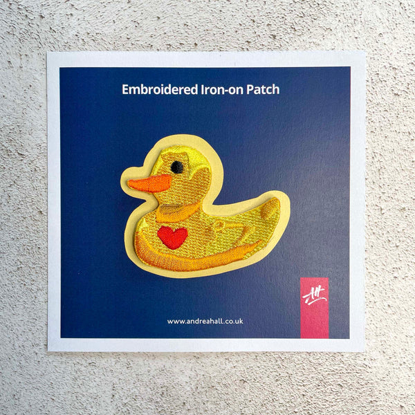Embroidered iron-on patch. Ducky