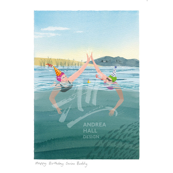 Birthday card for non-wetsuit outdoor swimmers – Happy Birthday Swim Buddy