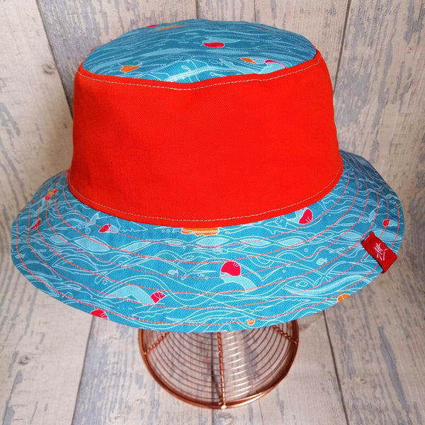 Stunning reversible swimmer's festival bucket hat in new outdoor swimmers pattern