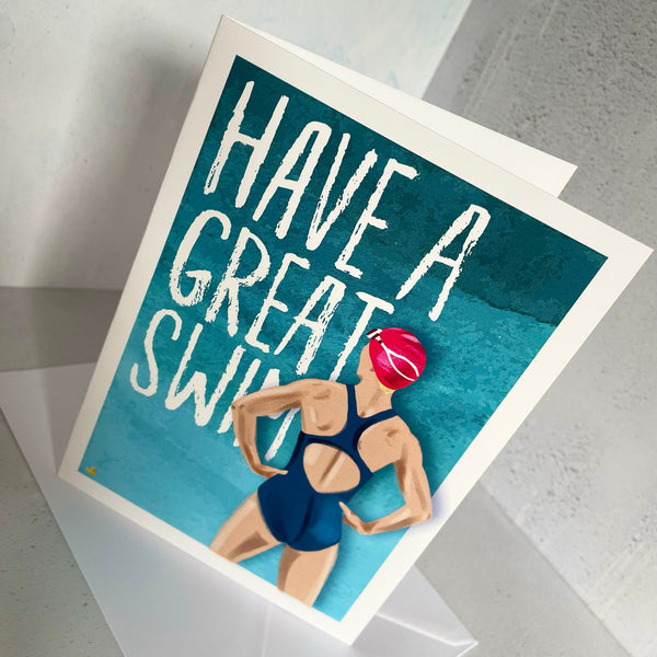 Have a Great Swim. Good Luck card for female skins swimmers