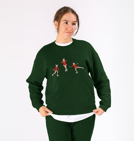 Christmas Jumper. Women's Oversized sweatshirt. Ice Skater – female