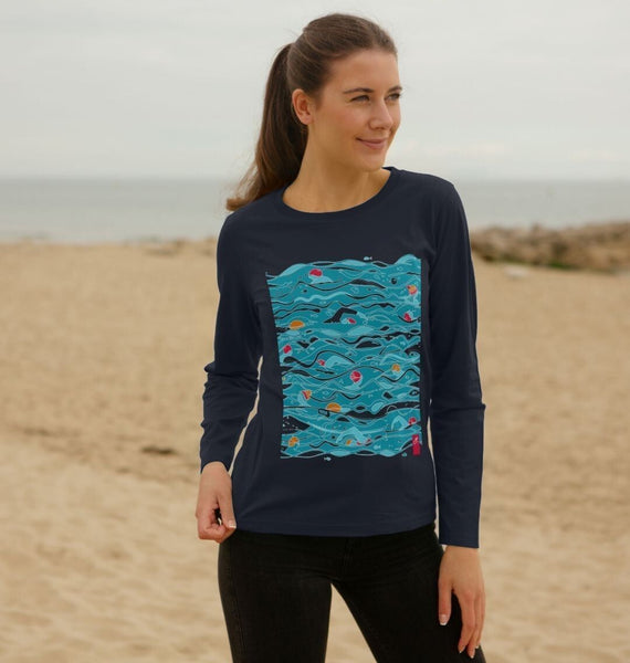 Outdoor Swimmers women's fit long sleeve t-shirt