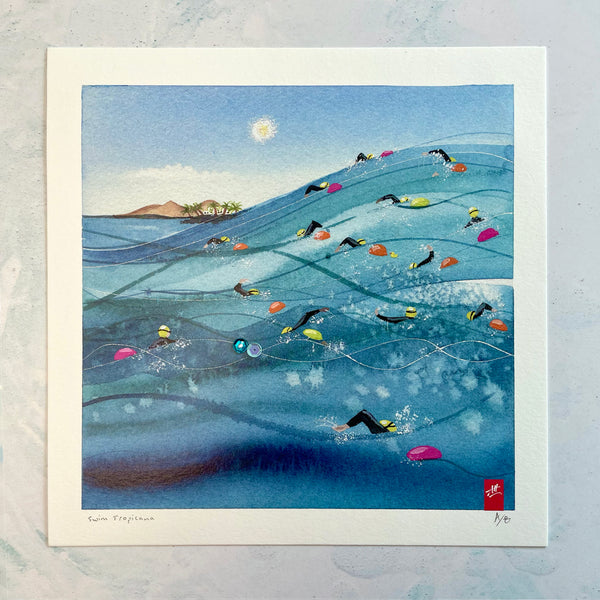 Embellished art print. 'Swim Tropicana'