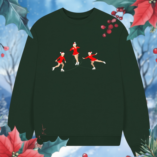 Christmas Jumper. Women's Oversized sweatshirt. Ice Skater – female