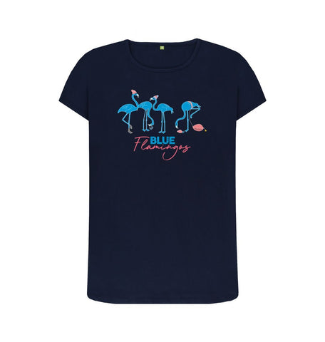 Navy Blue Blue Flamingos t-shirt - women's fit