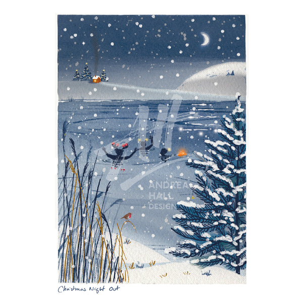 Wild Swimming Christmas Card 'Christmas Night Out'