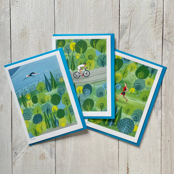 Cycling greetings card with male athlete