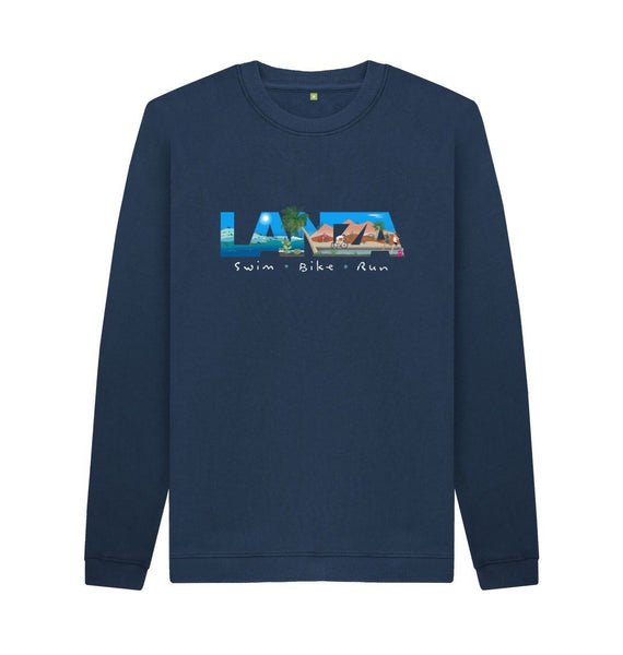 Navy Blue Lanza, Swim Bike Run sweatshirt. Men's fit