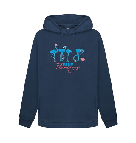 Navy Blue Blue Flamingos hoodie - women's fit