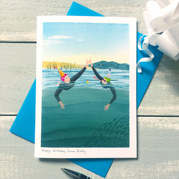 Birthday card for open water wild swimmers – Happy Birthday Swim Buddy
