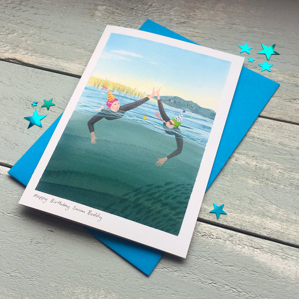 Birthday card for open water wild swimmers – Happy Birthday Swim Buddy