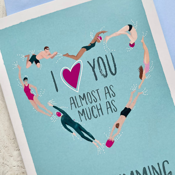 Swimming greetings card. I Love Swimming
