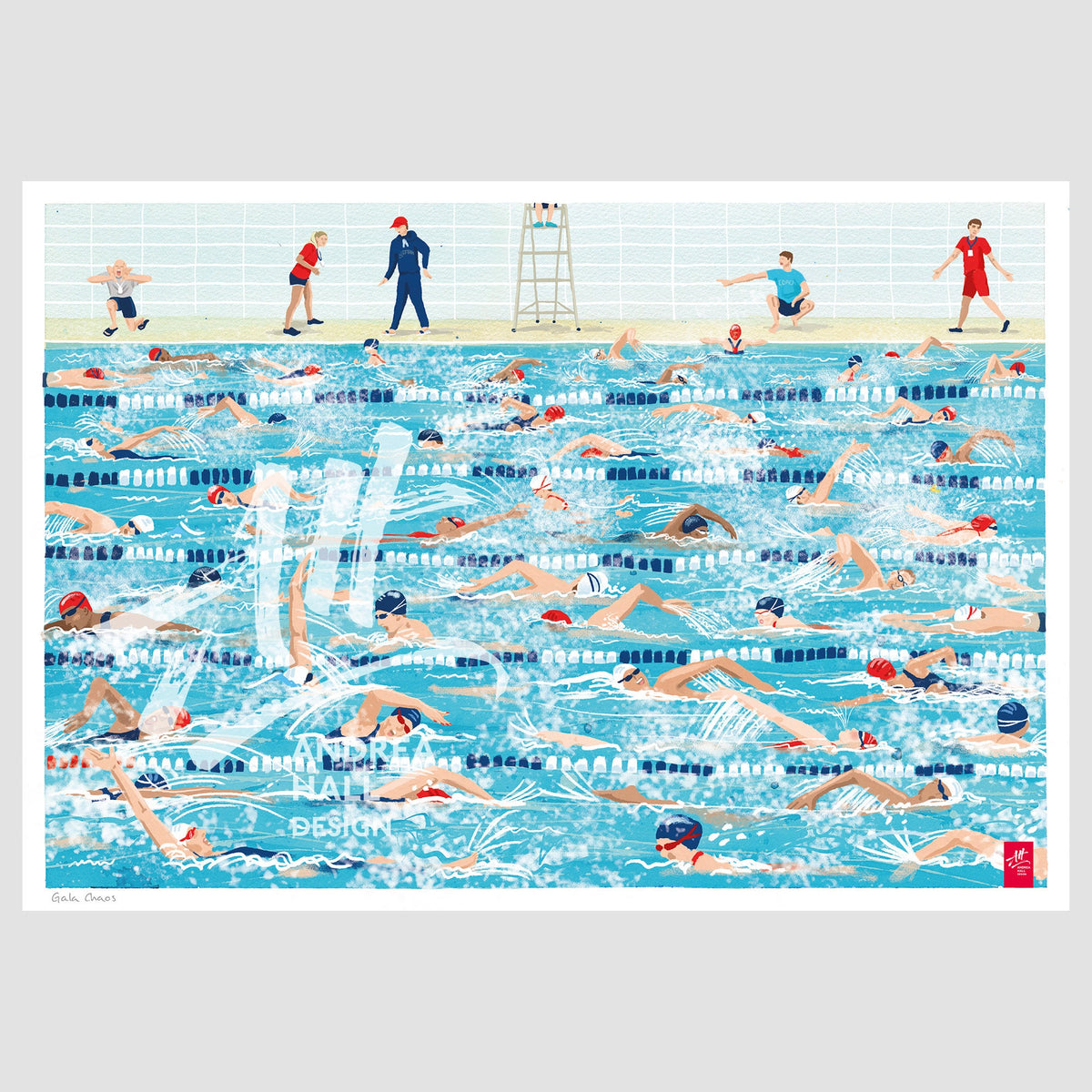 Gala Chaos | Swimming Pool Art Print for Swimmers – Andrea Hall Design