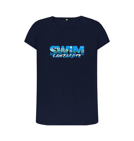 Navy Blue Swim Lanzarote t-shirt. Women's fit