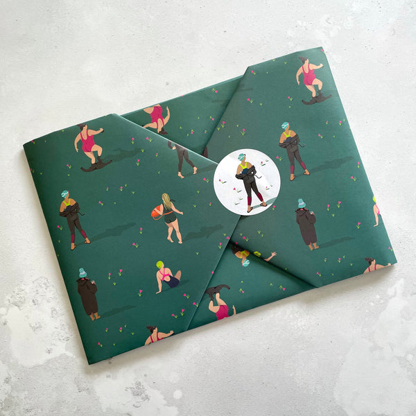 Quality gift wrap for wild swimmers. Fish Out of Water design