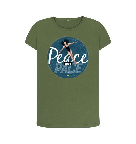 Khaki Peace Not Pace T-shirt \u2013 women's fit