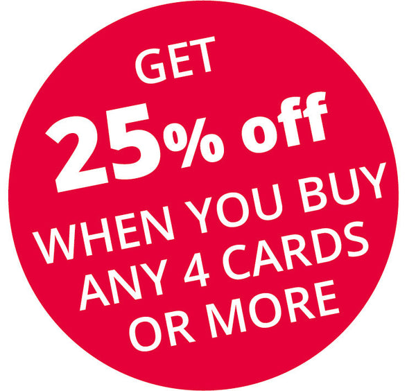 25 percent off when you buy 4 cards or more