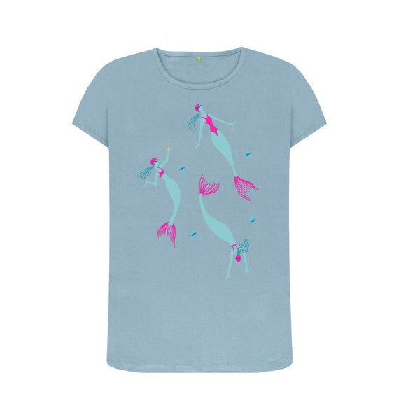 Stone Blue Mermaid T-shirt for wild swimmers \u2013 women's fit