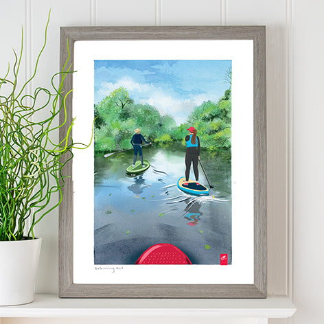 Wild swimming art print. 'Balancing Act'