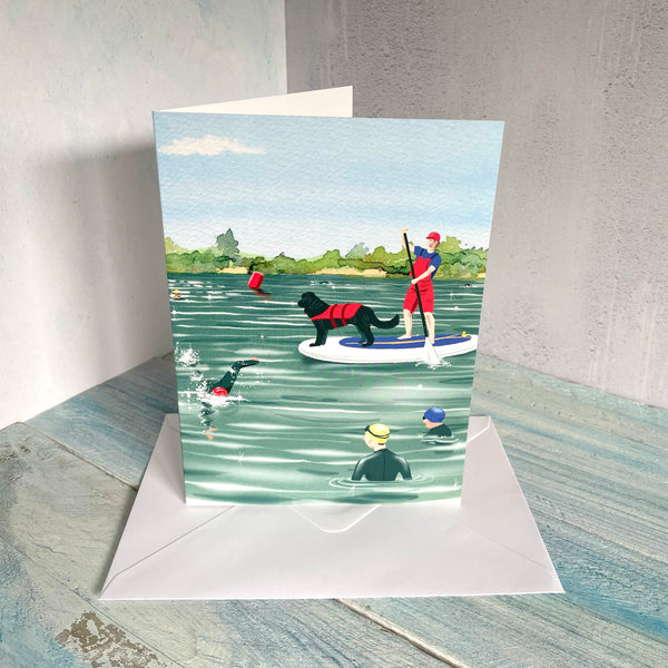 Open Water Swimming card. Doggy Paddle