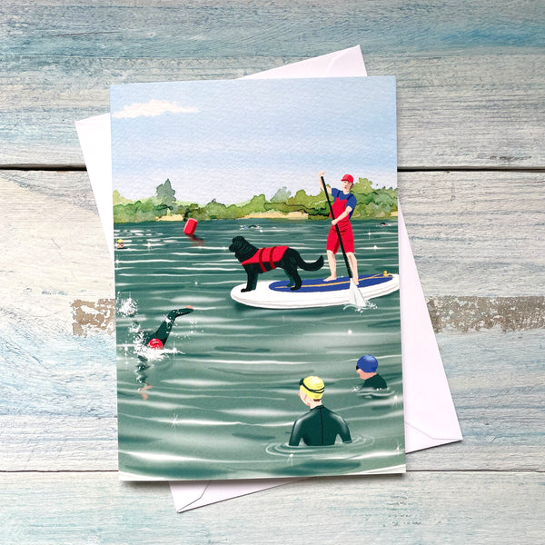 Open Water Swimming card. Doggy Paddle