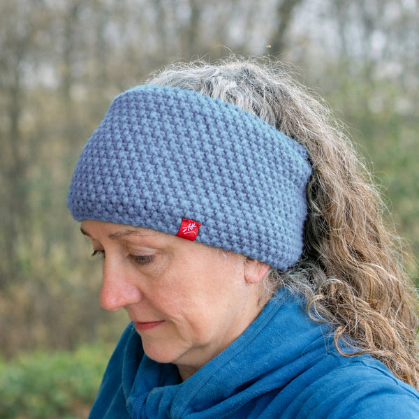 Hand-knitted headband – Deep Band – Soft Blue