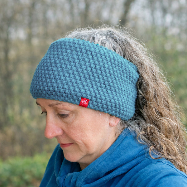 Hand-knitted headband – Deep Band – Storm Blue