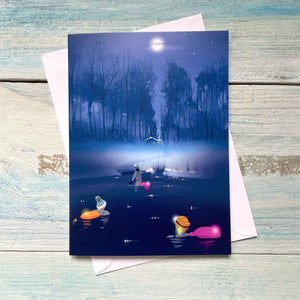 Wild Swimming card. Full Moon Swim