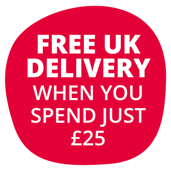 Graphic saying FREE UK DELIVERY when you spend just £25