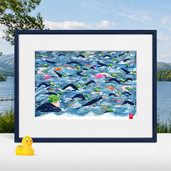 Great North Swim inspired Mass Start A3 Art Print (Can be personalised)