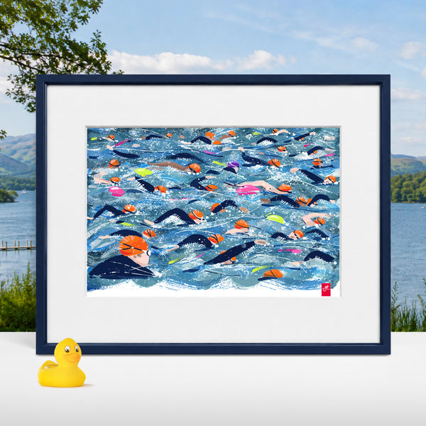 Great North Swim inspired Mass Start A3 Art Print (Can be personalised)