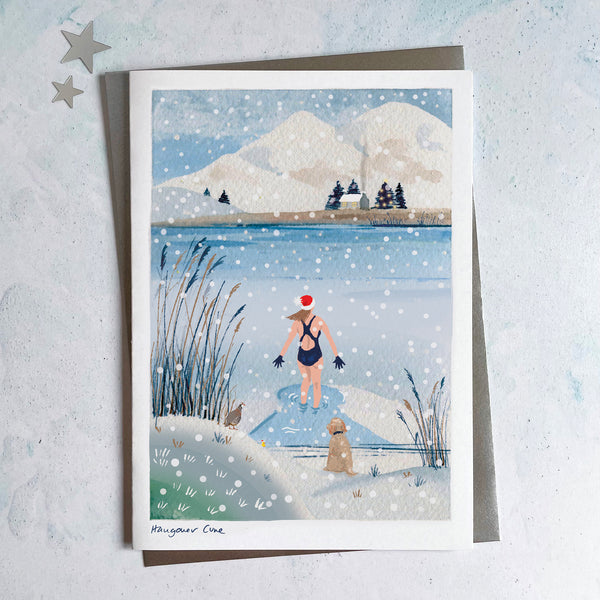 Pack of 4 Wild Swimming Christmas cards