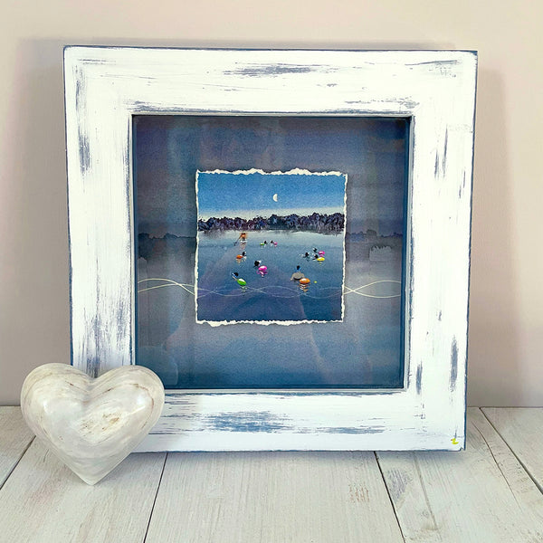 Original miniature painting. Half Moon Swim by Andrea Hall