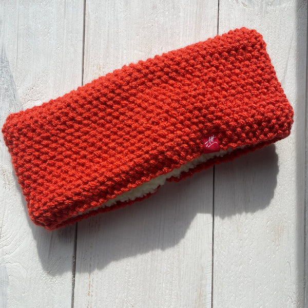 Hand Knitted headband in Burnt Orange