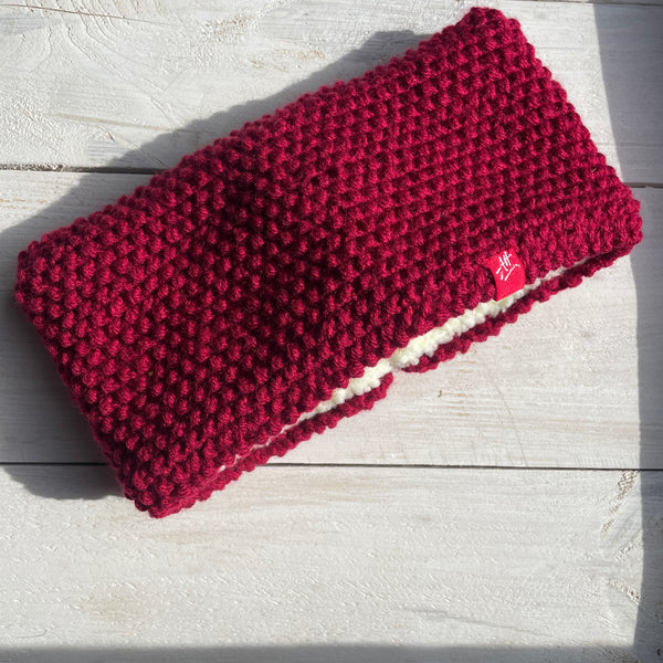 Hand Knitted headband in Red Wine