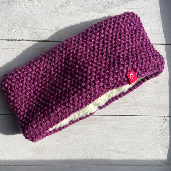 Hand Knitted headband in Pinky Purple