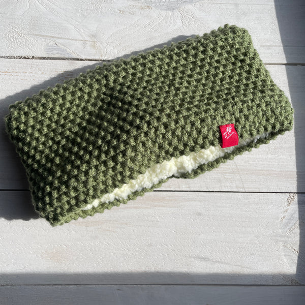 Hand Knitted headband in Soft Green