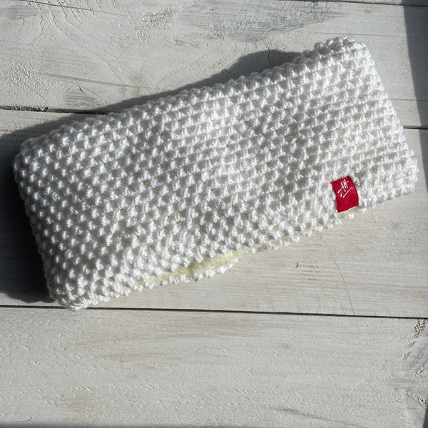Hand Knitted headband in Winter White