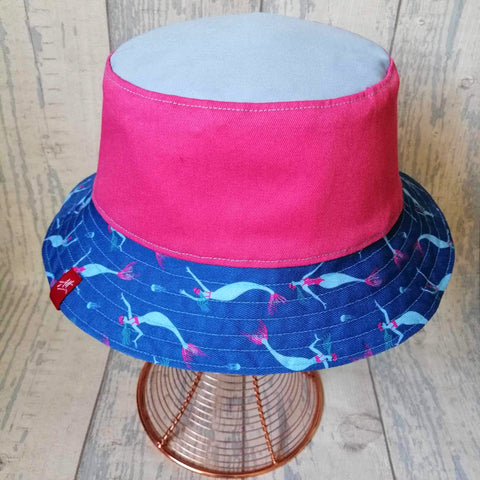 Reversible swimmer's festival bucket hat with mini mermaids