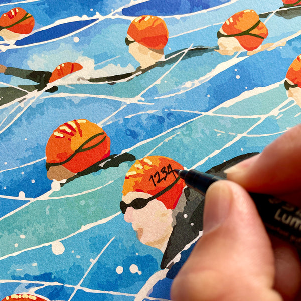 Great North Swim Mass Start. A4 Art Print (Can be personalised)