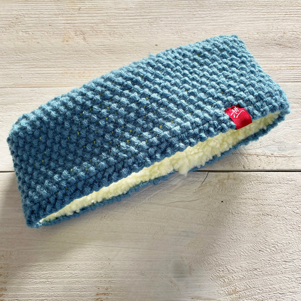 Hand-knitted headband – Narrow band – Storm Blue