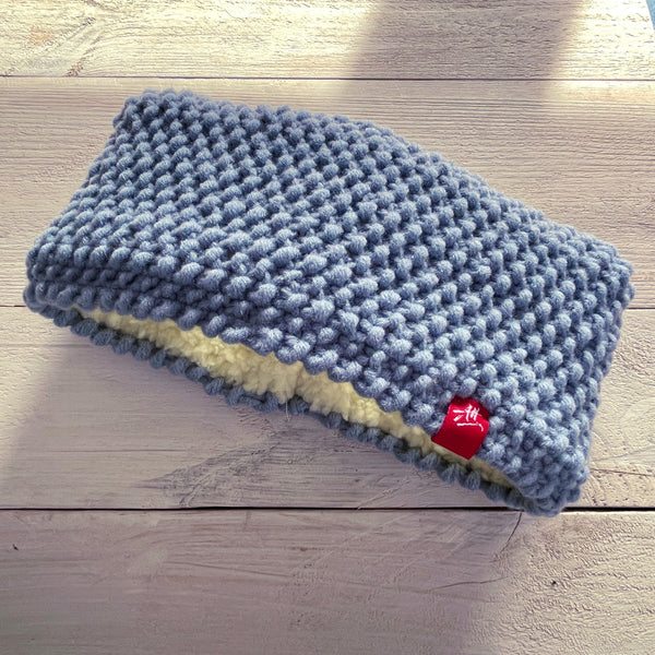 Hand-knitted headband – Deep Band – Soft Blue