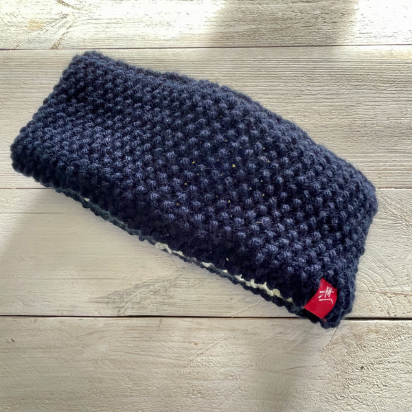 Hand-knitted headband – Narrow band – Navy Blue