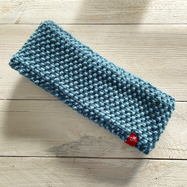 Hand-knitted headband – Narrow band – Storm Blue
