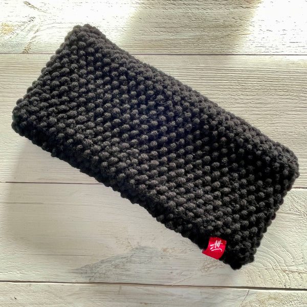 Hand-knitted headband – Narrow band – Black