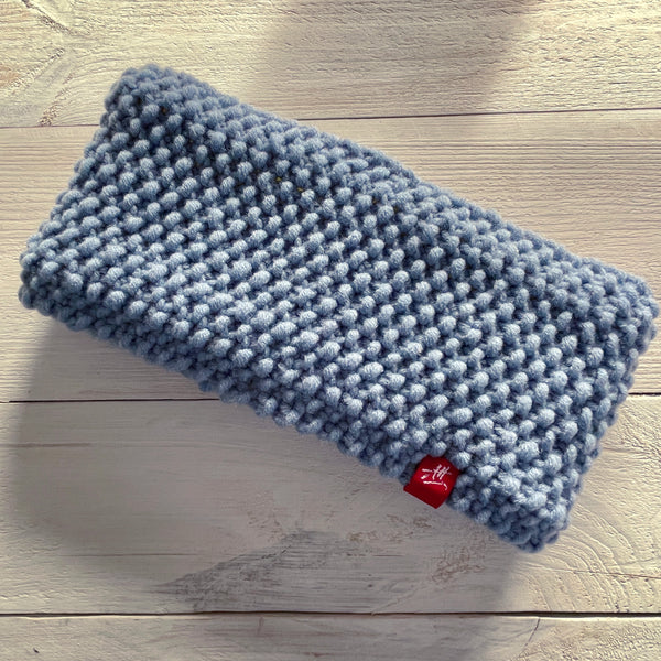 Hand-knitted headband – Deep Band – Soft Blue
