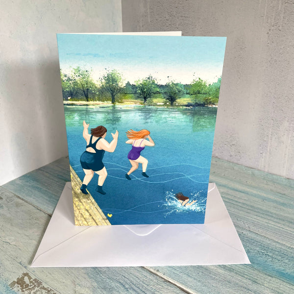 Outdoor Swimming card. Jump For Joy