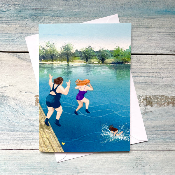 Outdoor Swimming card. Jump For Joy