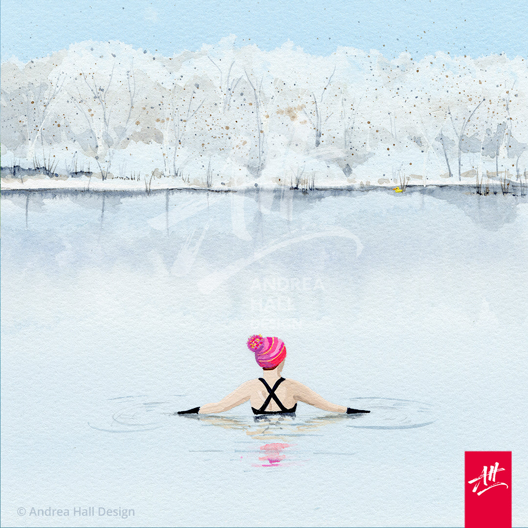 Embellished art print. 'January Dip'